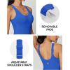 IUGA One Piece Jumpsuits for Women Tummy Control Workout Jumpsuits Athletic Romper with Built-in Bra Pockets(Blue)