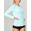 IUGA Rash Guard for Women UPF 50+ SPF UV Protection Long Sleeve Workout Tops with Pockets Dry Fit Hiking Swim Shirt(Basic Shirts-pale Turquoise)