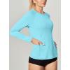 IUGA Rash Guard for Women UPF 50+ SPF UV Protection Long Sleeve Workout Tops with Pockets Dry Fit Hiking Swim Shirt(Light Blue)