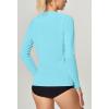 IUGA Rash Guard for Women UPF 50+ SPF UV Protection Long Sleeve Workout Tops with Pockets Dry Fit Hiking Swim Shirt(Light Blue)