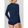 IUGA Rash Guard for Women UPF 50+ SPF UV Protection Long Sleeve Workout Tops with Pockets Dry Fit Hiking Swim Shirt(Midnight Blue)