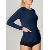 IUGA Rash Guard for Women UPF 50+ SPF UV Protection Long Sleeve Workout Tops with Pockets Dry Fit Hiking Swim Shirt(Midnight Blue)