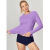 IUGA Rash Guard for Women UPF 50+ SPF UV Protection Long Sleeve Workout Tops with Pockets Dry Fit Hiking Swim Shirt(Purple)