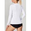 IUGA Rash Guard for Women UPF 50+ SPF UV Protection Long Sleeve Workout Tops with Pockets Dry Fit Hiking Swim Shirt(White)