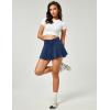 IUGA Stretchy Denim Skort V-Waist Jean Skort with Pockets High Waisted Mini Jean Skirt with Shorts Underneath(Deep Blue)
