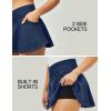 IUGA Stretchy Denim Skort V-Waist Jean Skort with Pockets High Waisted Mini Jean Skirt with Shorts Underneath(Deep Blue)