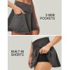 IUGA Stretchy Denim Skort V-Waist Jean Skort with Pockets High Waisted Mini Jean Skirt with Shorts Underneath(Grey)