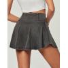 IUGA Stretchy Denim Skort V-Waist Jean Skort with Pockets High Waisted Mini Jean Skirt with Shorts Underneath(Grey)