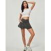 IUGA Stretchy Denim Skort V-Waist Jean Skort with Pockets High Waisted Mini Jean Skirt with Shorts Underneath(Grey)