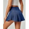 IUGA Stretchy Denim Skort V-Waist Jean Skort with Pockets High Waisted Mini Jean Skirt with Shorts Underneath(Light Blue)