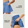 IUGA Stretchy Denim Skort V-Waist Jean Skort with Pockets High Waisted Mini Jean Skirt with Shorts Underneath(Light Wash)