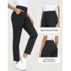 IUGA Stretchy Work Pants for Women 7/8 Ankle Golf Pants Pull On Business Casual Travel Dress Pants with Pockets(Black)