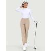 IUGA Stretchy Work Pants for Women 7/8 Ankle Golf Pants Pull On Business Casual Travel Dress Pants with Pockets(Khaki)
