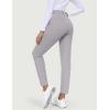 IUGA Stretchy Work Pants for Women 7/8 Ankle Golf Pants Pull On Business Casual Travel Dress Pants with Pockets(Light Gray)