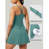 IUGA Tennis Dress for Women Athletic Golf Workout Dress with Built-in Shorts and Bra, Adjustable Straps & Pockets(Olive Green)