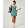 IUGA Tennis Dress for Women Athletic Golf Workout Dress with Built-in Shorts and Bra, Adjustable Straps & Pockets(Olive Green)