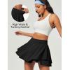 IUGA Tennis Skirt Pleated Skorts for Woman Double Ruffle Golf Skirts for Women Skort with Pockets Tummy Control Athletic(Black)