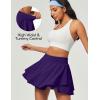 IUGA Tennis Skirt Pleated Skorts for Woman Double Ruffle Golf Skirts for Women Skort with Pockets Tummy Control Athletic(Dark Purple)