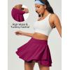 IUGA Tennis Skirt Pleated Skorts for Woman Double Ruffle Golf Skirts for Women Skort with Pockets Tummy Control Athletic(Magenta)