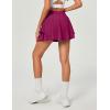 IUGA Tennis Skirt Pleated Skorts for Woman Double Ruffle Golf Skirts for Women Skort with Pockets Tummy Control Athletic(Magenta)