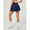 IUGA Tennis Skirt Pleated Skorts for Woman Double Ruffle Golf Skirts for Women Skort with Pockets Tummy Control Athletic(Navy)