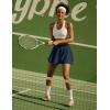 IUGA Tennis Skirt Pleated Skorts for Woman Double Ruffle Golf Skirts for Women Skort with Pockets Tummy Control Athletic(Navy)