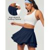 IUGA Tennis Skirt Pleated Skorts for Woman Double Ruffle Golf Skirts for Women Skort with Pockets Tummy Control Athletic(Navy)