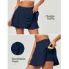 IUGA Tennis Skirt Pleated Skorts for Woman Double Ruffle Golf Skirts for Women Skort with Pockets Tummy Control Athletic(Navy)