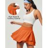 IUGA Tennis Skirt Pleated Skorts for Woman Double Ruffle Golf Skirts for Women Skort with Pockets Tummy Control Athletic(Orange)