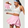 IUGA Tennis Skirt Pleated Skorts for Woman Double Ruffle Golf Skirts for Women Skort with Pockets Tummy Control Athletic(Pink)