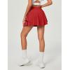 IUGA Tennis Skirt Pleated Skorts for Woman Double Ruffle Golf Skirts for Women Skort with Pockets Tummy Control Athletic(Red)