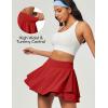 IUGA Tennis Skirt Pleated Skorts for Woman Double Ruffle Golf Skirts for Women Skort with Pockets Tummy Control Athletic(Red)