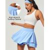 IUGA Tennis Skirt Pleated Skorts for Woman Double Ruffle Golf Skirts for Women Skort with Pockets Tummy Control Athletic(Sky Blue)