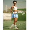 IUGA Tennis Skirt Pleated Skorts for Woman Double Ruffle Golf Skirts for Women Skort with Pockets Tummy Control Athletic(Sky Blue)