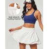 IUGA Tennis Skirt Pleated Skorts for Woman Double Ruffle Golf Skirts for Women Skort with Pockets Tummy Control Athletic(White)