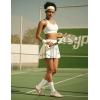 IUGA Tennis Skirt Pleated Skorts for Woman Double Ruffle Golf Skirts for Women Skort with Pockets Tummy Control Athletic(White)