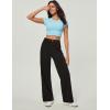 IUGA Wide Leg Jeans Woman Stretchy Pull On Baggy Jeans High Waisted Trendy Womens Jeans Straight Casual Denim Pants(Black 31″ Inseam)