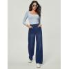 IUGA Wide Leg Jeans Woman Stretchy Pull On Baggy Jeans High Waisted Trendy Womens Jeans Straight Casual Denim Pants(Dark Blue 29″ Inseam)