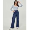 IUGA Wide Leg Jeans Woman Stretchy Pull On Baggy Jeans High Waisted Trendy Womens Jeans Straight Casual Denim Pants(Dark Blue 31″ Inseam)