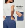 IUGA Wide Leg Jeans Woman Stretchy Pull On Baggy Jeans High Waisted Trendy Womens Jeans Straight Casual Denim Pants(Washed Blue 31″ Inseam)