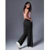 IUGA Wide Leg Pants Woman Pull on Stretchy Work Dress Pants High Waisted Business Casual Trousers Slacks(Black)