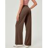 IUGA Wide Leg Pants Woman Pull on Stretchy Work Dress Pants High Waisted Business Casual Trousers Slacks(Coffee)