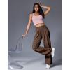 IUGA Wide Leg Pants Woman Pull on Stretchy Work Dress Pants High Waisted Business Casual Trousers Slacks(Coffee)