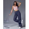 IUGA Wide Leg Pants Woman Pull on Stretchy Work Dress Pants High Waisted Business Casual Trousers Slacks(Dark Blue)
