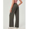 IUGA Wide Leg Pants Woman Pull on Stretchy Work Dress Pants High Waisted Business Casual Trousers Slacks(Dark Olive)