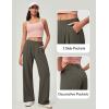 IUGA Wide Leg Pants Woman Pull on Stretchy Work Dress Pants High Waisted Business Casual Trousers Slacks(Dark Olive)