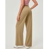 IUGA Wide Leg Pants Woman Pull on Stretchy Work Dress Pants High Waisted Business Casual Trousers Slacks(Latte)