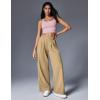 IUGA Wide Leg Pants Woman Pull on Stretchy Work Dress Pants High Waisted Business Casual Trousers Slacks(Latte)