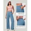 IUGA Wide Leg Pants Woman Pull on Stretchy Work Dress Pants High Waisted Business Casual Trousers Slacks(Light Blue)