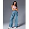 IUGA Wide Leg Pants Woman Pull on Stretchy Work Dress Pants High Waisted Business Casual Trousers Slacks(Light Blue)